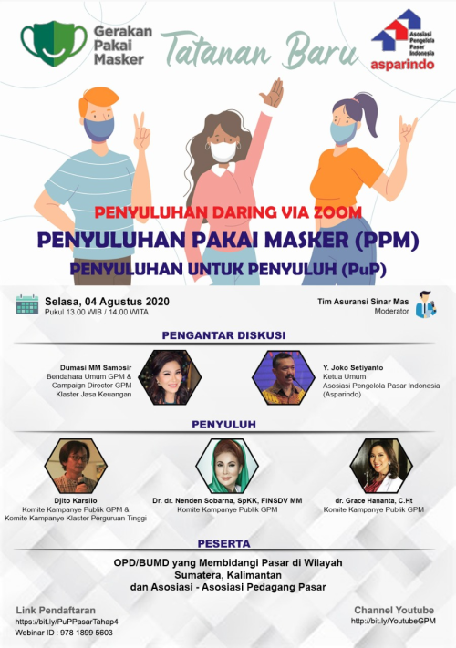 Gerakan Pakai Masker (GPM) di Pasar Rakyat - Penyuluhan untuk Penyuluh wilayah Sumatera dan Kalimantan